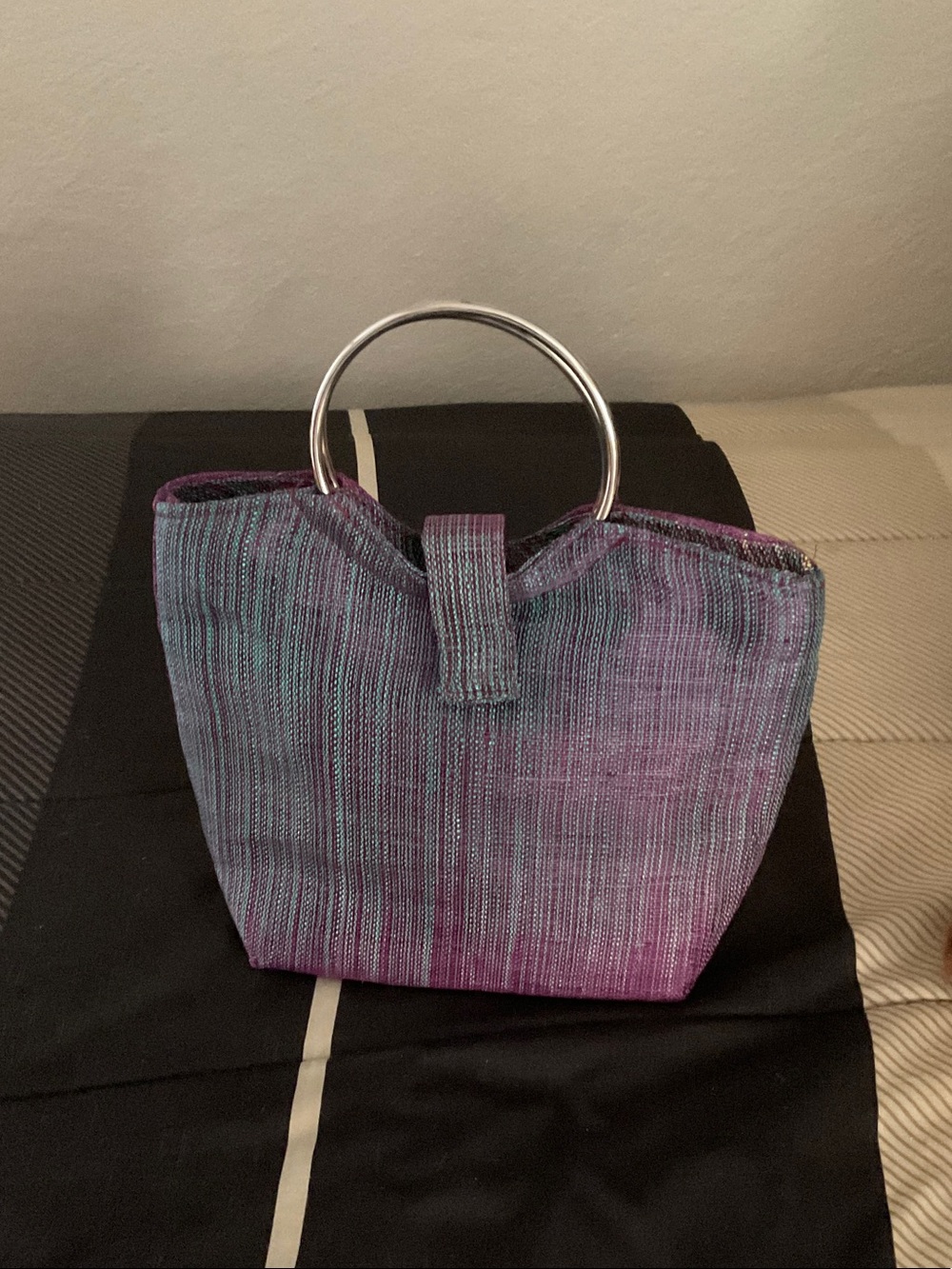 Purple Ombre Mini Bag with Silver Ring Handles